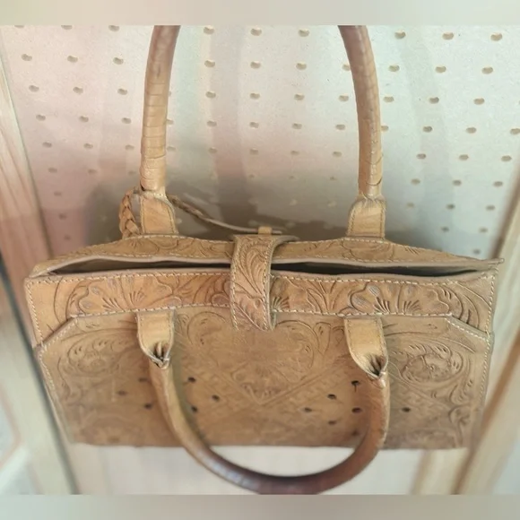 Bohemian Cleobella Arya Medium Brown Leather Embossed Detailed Handbag